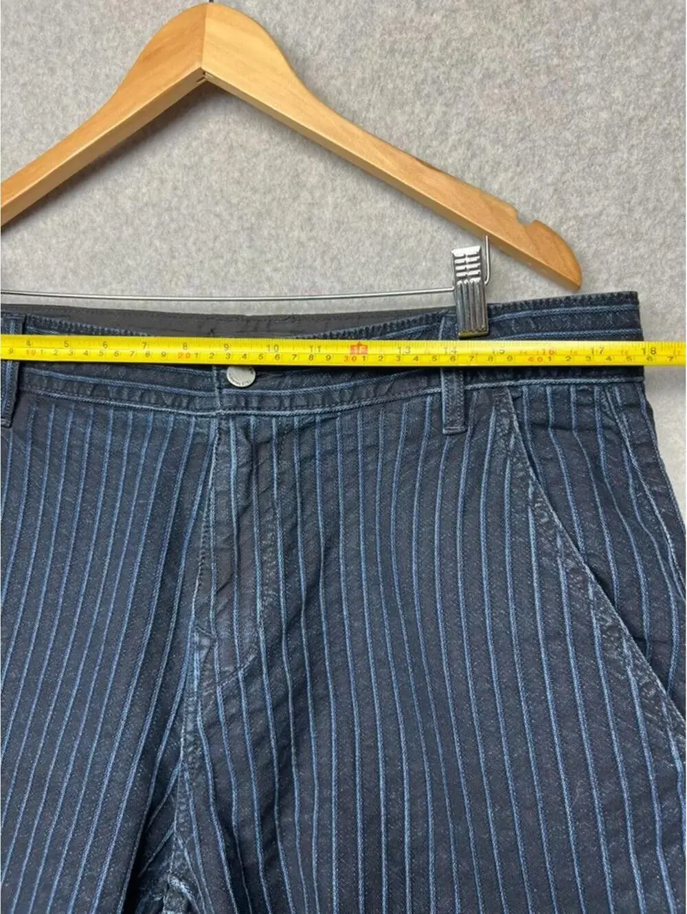 True Religion Devin PinStriped Cropped Jeans 34W Y2K Workwear Skater Retro